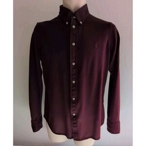 Polo Ralph Lauren Knit Oxford Long Sleeves Long Sleeves Shirt in Burgundy XL TG